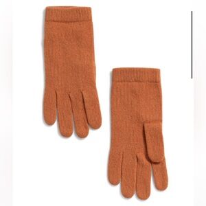 Portolano cashmere gloves in plain jersey burnt orange NWT